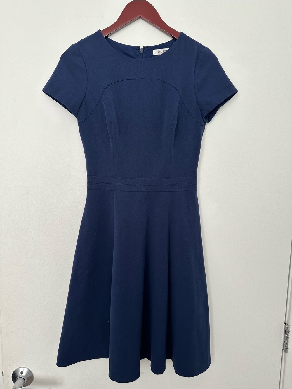 White House Black Market Navy Short-Sleeve Fit & Flare Dress